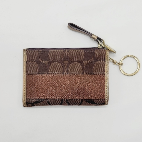 Coach Handbags - Coach brown coin and key holder small wallet